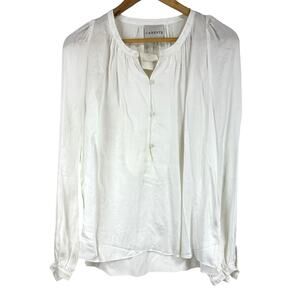 Careste Rose NWT 100% Rose Petal Silk White Blouse Size 8 Long Sleeve Organic